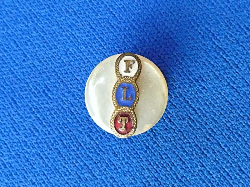 Vintage IOOF Odd Fellows Enamel on MOP Screw Back Lapel Pin Button Stud ~ FLT