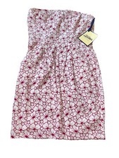 Jean Paul Gautier For Target Dress Embroidered Cut Flowers White Red Size 9 NWT