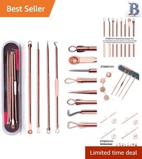 Rose Stainless Steel Blackhead Remover Tool Kit - 4 Piece Acne Solution Set