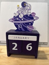 purple astronaut wooden perpetual calendar