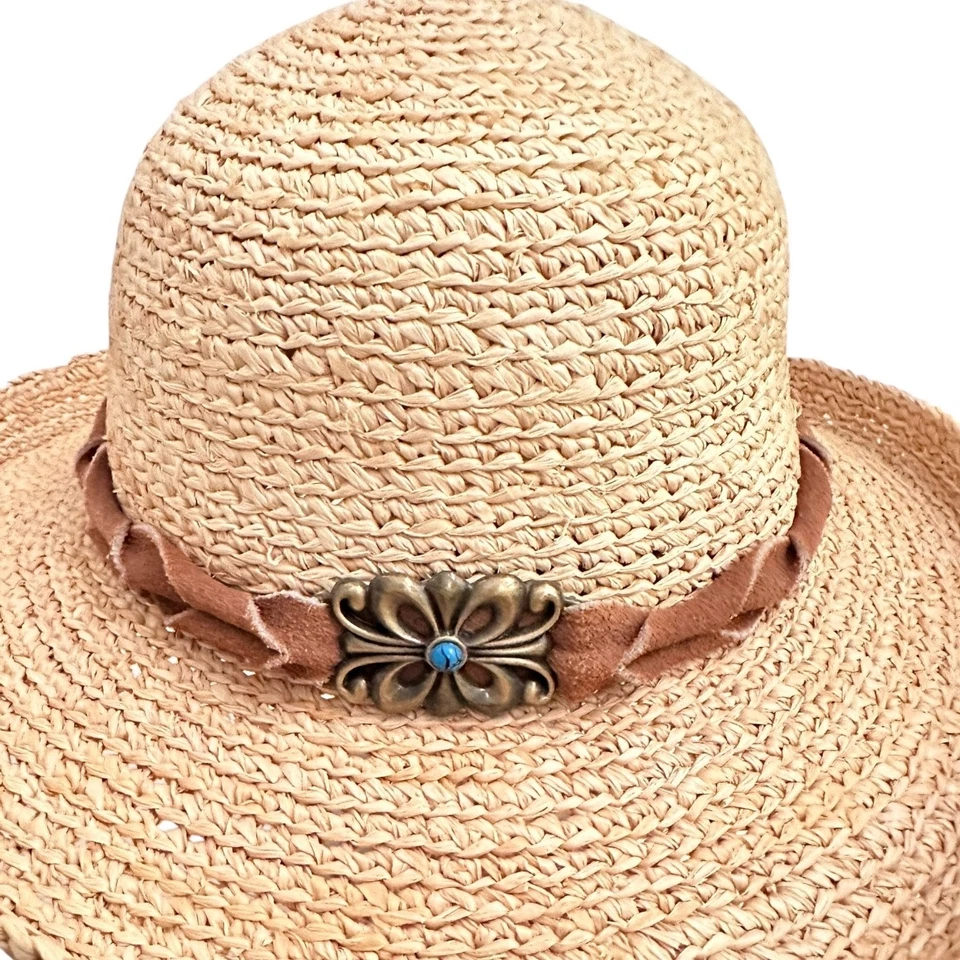 Sombrero de Paja Scala Collezione Marrón Gamuza Banda Boho Estilo Occidental Talla Única Foto 2 de 4