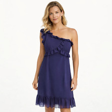 Ya LA Purple One-Shoulder Ruffle Dress Size M Feminine Relaxed Fit Twee Y2K Gift