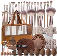 55Pcs Brown Makeup Brushes Set Professional Makeup Kit Multi-functional...