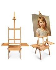 Foldable & Adjustable Art Easel with Storage Drawer Trays, Beech Wooden Easel...