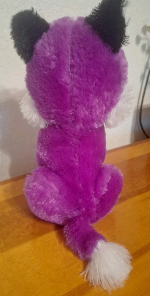 B J Toys Inc Plush Sly Fox Purple/White W-Black/White Ears 10" Clean/Cute Used - Image 3 of 4