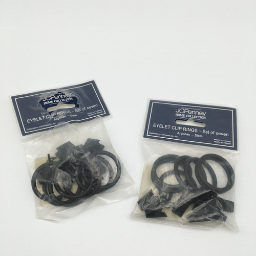 J C Penney Home Collection Eyelet Clip Rings Black 2 Packs Vtg