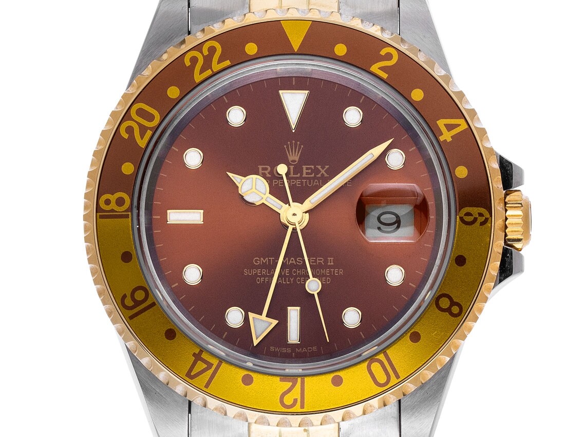 Rolex GMT Master II Tiger Eye Stahl Gelbgold Automatik