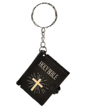Holy Bible Keyring Religious Christians Keychain Mini English Black Bible Gift