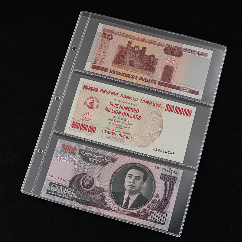 1PC Pages 3 Paper Money Album Currency Banknote Collection Book Storage Albu WY4