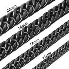 Stainless Steel Black Cuban Curb Link Chain Necklace Men's 7"-40" Punk Jewelry