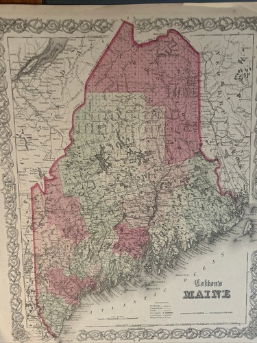 Mappa Stati Unti; J. H. Colton carta del Maine 1855 - Picture 2 of 7
