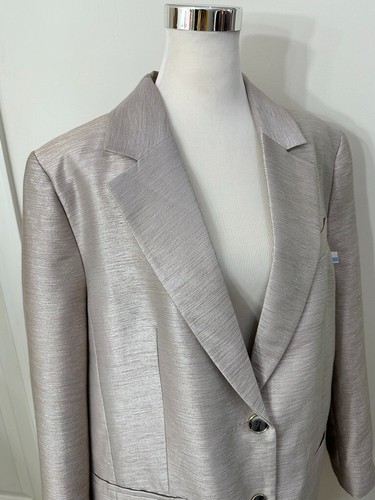 RIver Island Women's Cream Metallic Blazer Jacket Size 16 - Picture 10 of 17