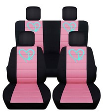 Custom Fit Suv Seat Covers Anchor Design Blk-lit Pink Fits Jk Wrangler 2dr 07-18