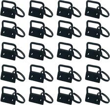 20Pcs 1 Inch Key Fob Hardware with Key Rings Sets,Wristlet Clasp, Black