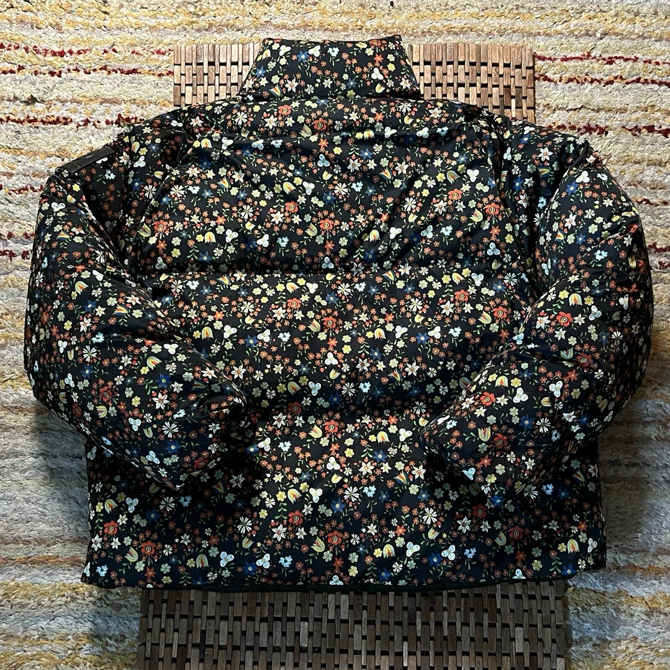 Tory Burch Reversible Floral Print Goose Down Puffer Jacket Forest Green XL - Image 4 of 4