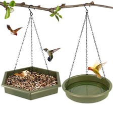 Hanging Bird Bath Bird/ Feeder, 2 in 1 XL Hanging Green 