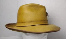 VTG SKULLY'S by HENSCHEL Hat Brown Leather Cowhide Leather USA Large