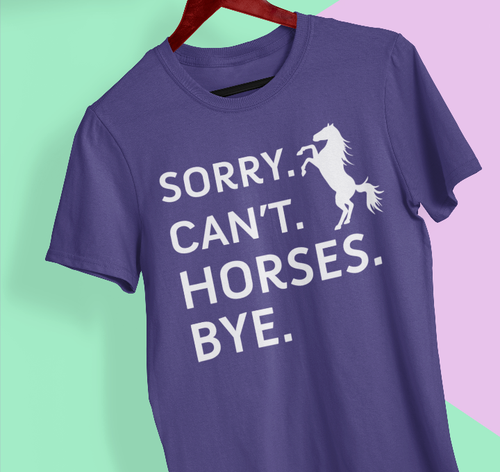 Sorry Can't Horses Bye T-shirt Funny Retro Riding Equestrian Lovers Retro Gifts - Picture 6 of 21
