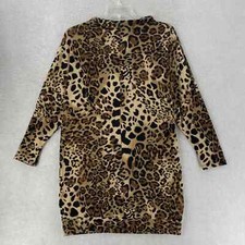 W118 By Walter Baker Sweater Dress MEDIUM Soft Knit Leopard Print Short Pullover