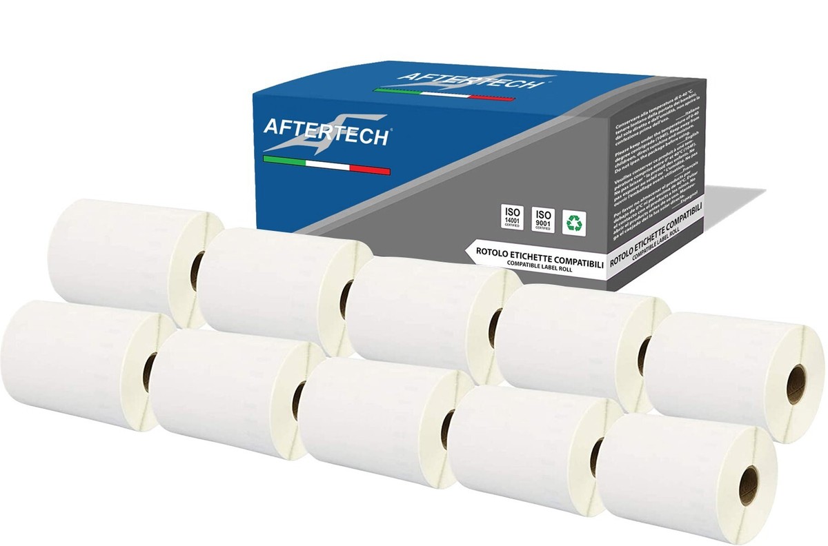 10 Rotoli Etichette Compatibili Dymo LabelWriter – 54x70mm, Adesive