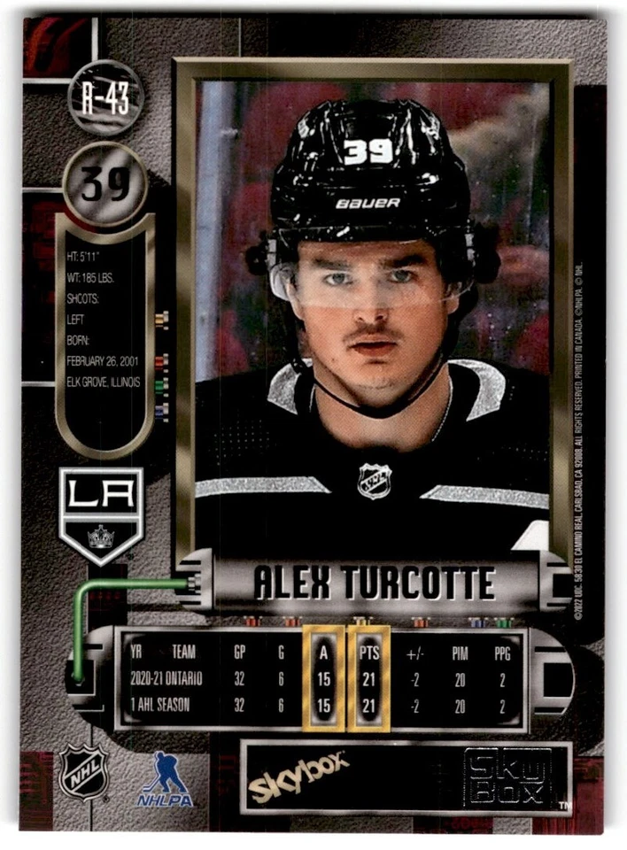 2021-22 Skybox Metal Universe '97-98 Retro Alex Turcotte Rookie #R-43 Los - Image 2 of 2