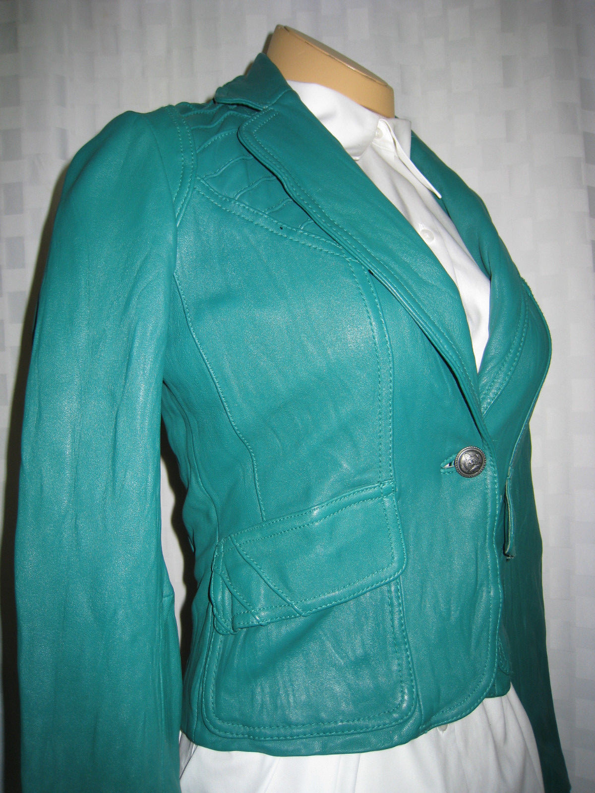 TWENTY ONE 21 GREEN SOFT LEATHER JACKET WOMEN SIZE S NICE UNIQUE eBay
