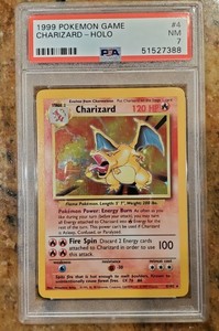 1999 Pokemon Unlimited Charizard 4/102 Base Set Holo Card PSA 7 NM