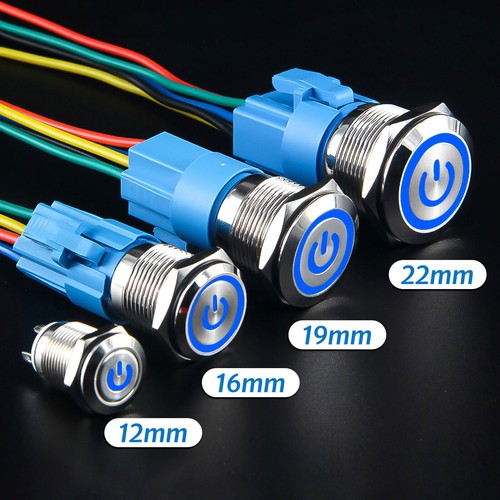 Ø 22mm Metall Druckschalter Drucktaster KFZ LED Beleuchtet 5V 12V 220V / 5A IP66 - Bild 30 von 34