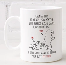 19 Year Wedding Anniversary Gift Touch Your Butt Coffee Mug For Husband Wife 