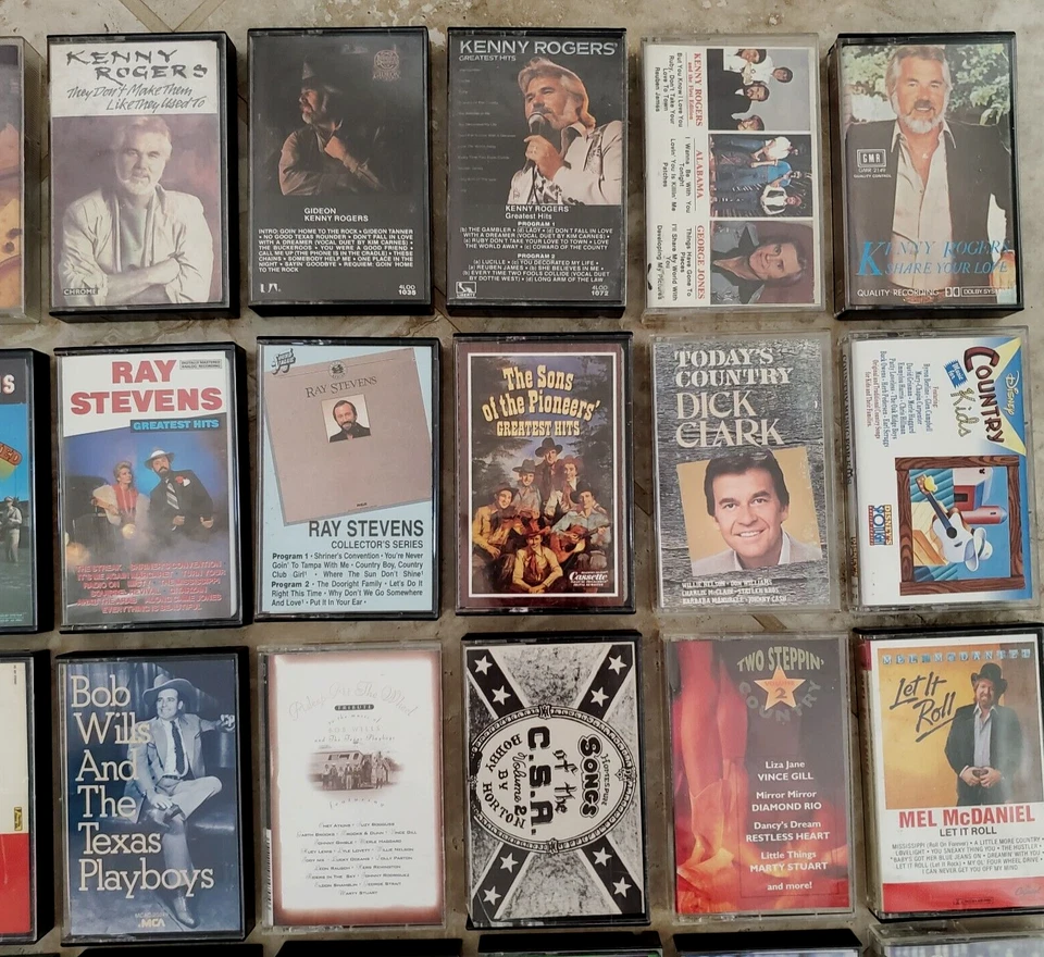 47 COUNTRY MUSIC CASSETTE TAPES - CHARLIE DANIELS, KENNY ROGERS, GLEN CAMPBELL + Foto 4 de 4