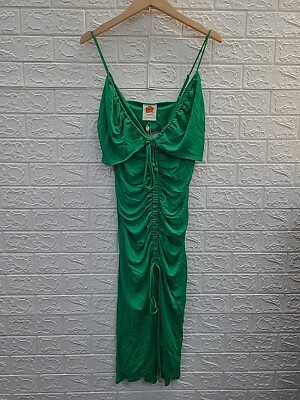 New Farm Green Cut Out Sleeveless Scrunch Midi Dress Size Small | eBay
