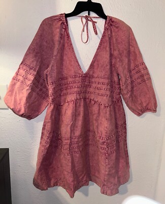 Free People Sweet Surrender Mini Dress In Acid Wash Wild Rose Pink Medium |  eBay