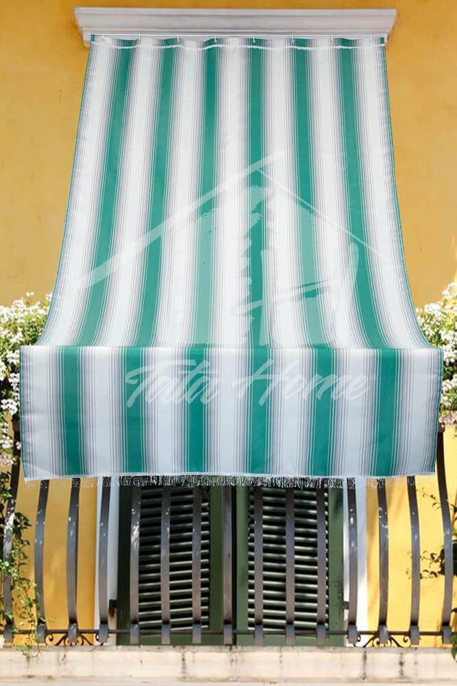 SOFFICIOSO Tenda Da Sole A Cascata Per Esterno, 145x250 Cm, Colore Verde, Con 8 Anelli, 100% Poliestere, Lavabile - 2