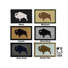 American Bison Morale Patch. Embroidered Buffalo Hook and Loop. Made in USA
