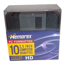 Memorex Black Diskettes Floppy Disks 10-Pack 3.5" Brand New Sealed