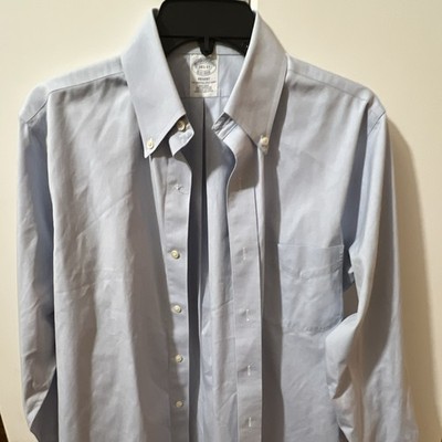 Brooks Brothers Regent Non-Iron Solid Blue Button-Down Dress Shirt 14½-33