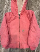 Carhartt Pink Duck Jacket Canvas Chore Coat Toddler Sherpa Lined Hooded Size 4T