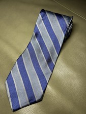 Brooks Brothers Makers 100% Silk Tie Two Tone Blue & White Repp Stripes BB11
