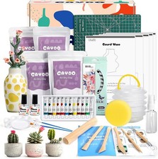 Air Dry Clay Kit for Adults & Beginners - Complete Pottery Making Set with 5 Po