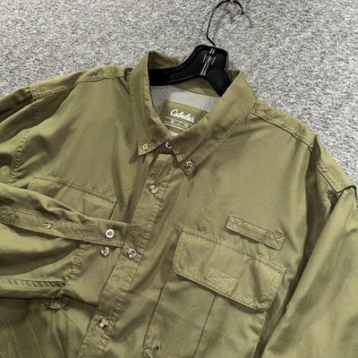 #ad #ad Cabela#x27;s Shirt Mens XL Green 4MOST UPF 30 Long Sleeve Vented Fishing Outdoor $21.99