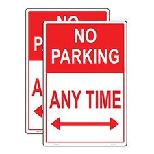 2 Pcs No Parking Anytime Sign Sticker - 30 cm x 20 cm - Self Adhesive Vinyl