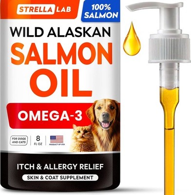 Wild Alaskan Salmon Oil for Dogs - Natural Omega 3 for Dogs & Cats, Itch & Aller