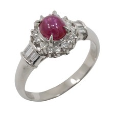 Ring Pt900Platinum/Star ruby/diamond #5.4(US Size) 4.2g Women
