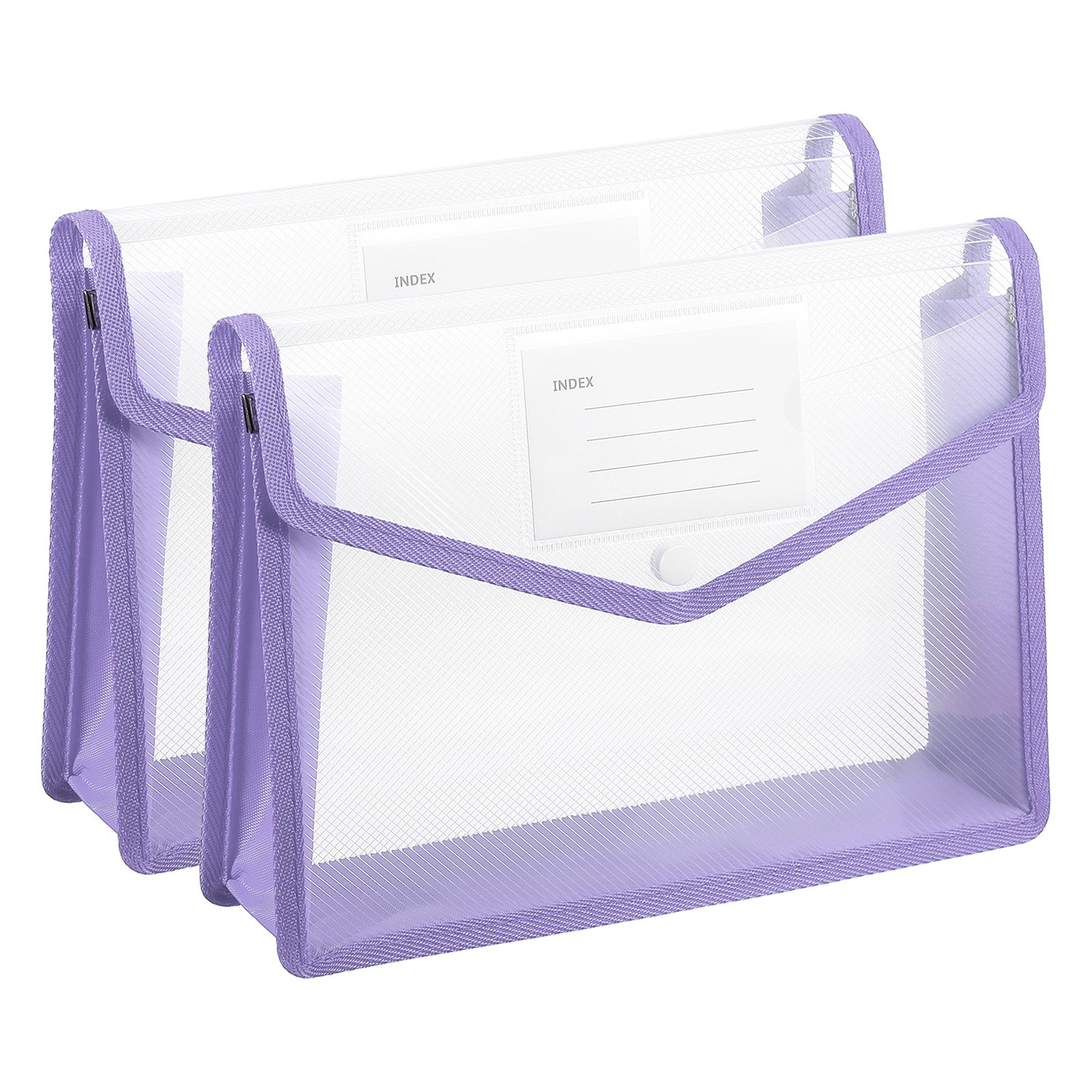 2 Pack B5 Plastic File Folders with Snap Closure Purple Horizontal