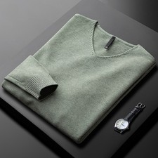 Mens Knit Long Sleeve V Neck Casual Business Slim Sweater Tops Knitwear Pullover