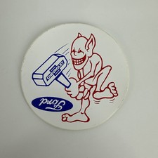 Rare Vintage Chevrolet Devil Hammering Ford Bumper Sticker Rivalry Decal 3 Nos Rare Vintage Chevrolet Devil Hammering Ford Bumper Sticker Rivalry Decal 3 Nos