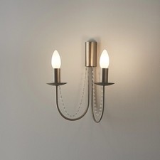 Image of Suhel Chrome Effect Double Wall Light Jewel Accent Double Bulb Incandescent Lamp