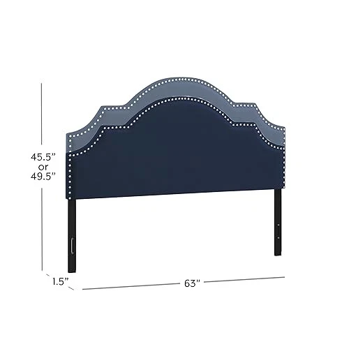 , Cabecero Ajustable Completo/Queen Tapizado Cynthia, Azul Marino Foto 4 de 4
