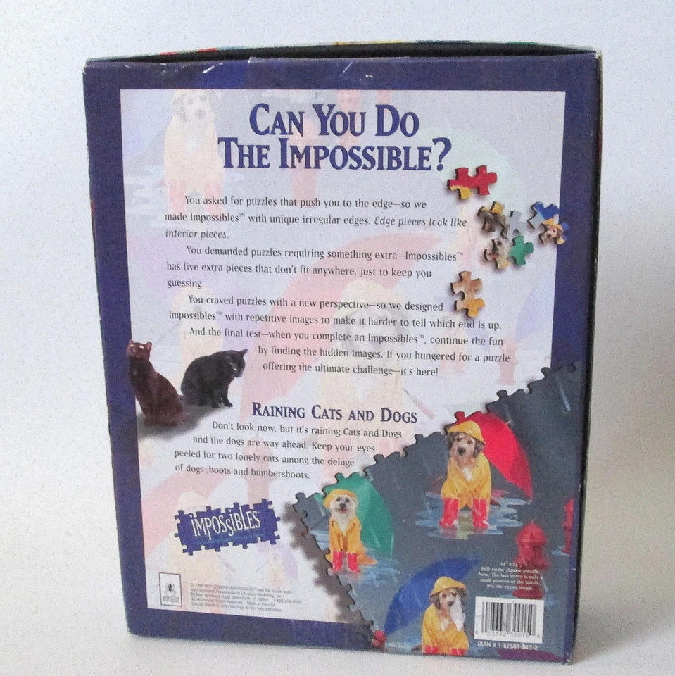 Bepuzzled Impossibles 750 Piece Jigsaw Puzzle Raining Cats & Dogs In Sealed Bag - Image 4 of 4