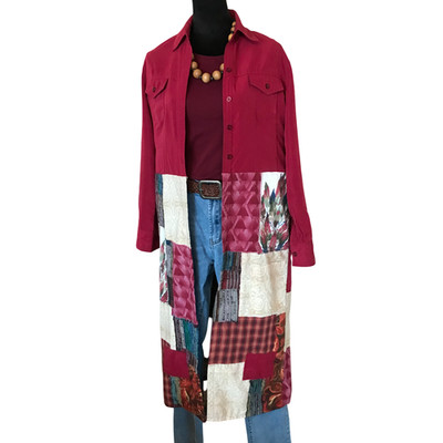 Southwestern Patchwork Duster, Handmade Boho Aztec Layering Outerwear Size S - M